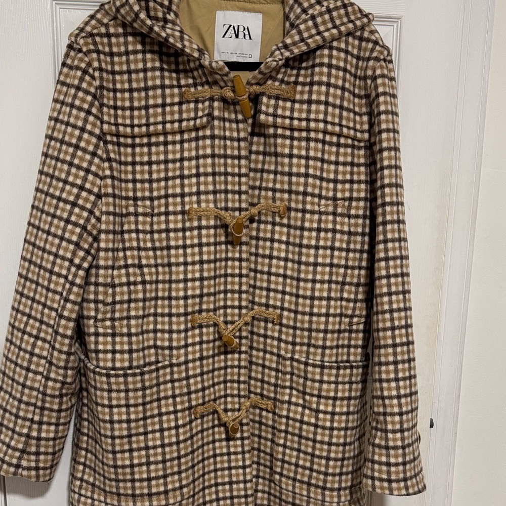 Zara Brown Checkered Coat